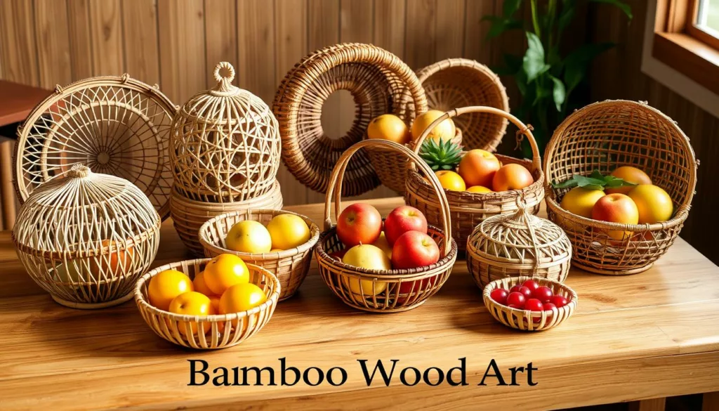 Variety of bamboo fruit baskets Variety of bamboo fruit baskets