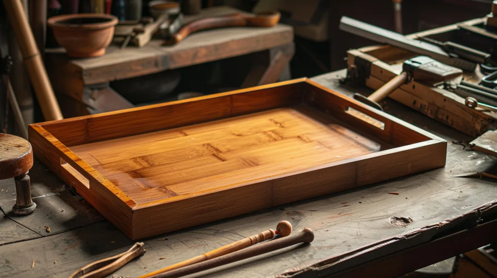 Hybrid Finish Bamboo Tray bamboo tray hybrid finish carbonized and lacquered