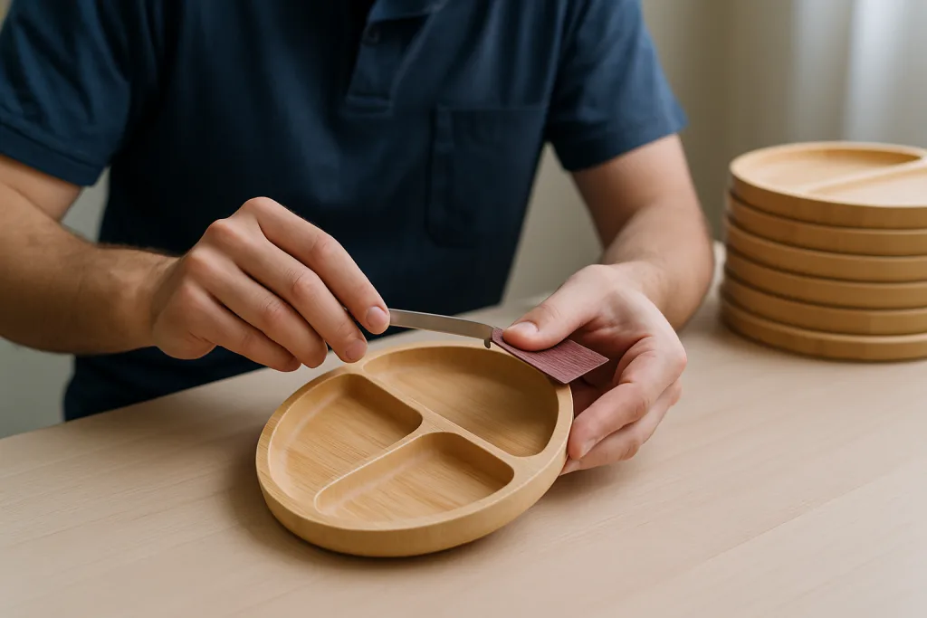 edge rounding sanding bamboo kids plates edge rounding sanding bamboo kids plates