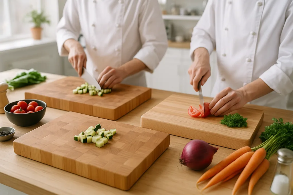 end grain vs edge grain butcher blocks in use end grain vs edge grain butcher blocks in use