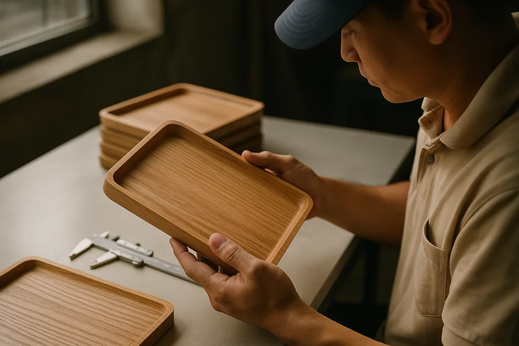 quality control wooden tray inspection quality control wooden tray inspection