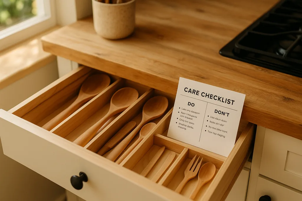 wooden utensil care checklist drawer wooden utensil care checklist drawer