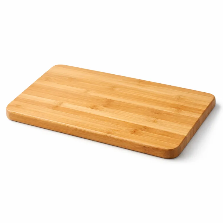 Rectangular natural bamboo charcuterie serving board featuring a smooth matte-oiled finish and elegant rounded edges, displayed in high-realism studio lighting for clear online presentation.