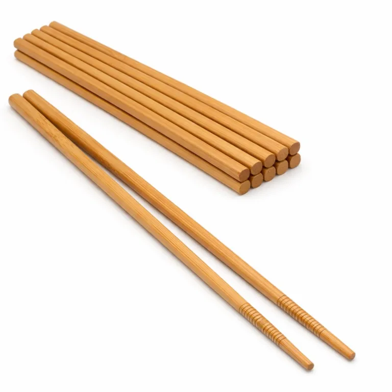 Long bamboo cooking chopsticks finished with matte oil and featuring fine grooves at the tips for secure, non-slip handling of food.