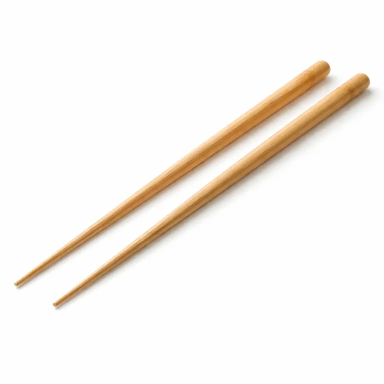 Set of two bamboo heat-resistant cooking chopsticks, featuring a natural bamboo finish and classic rounded handles. Designed for professional and home cooks, these chopsticks combine elegance with durability.