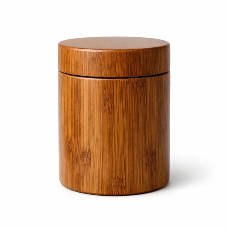 This Bamboo Matcha Powder Canister is crafted from carbonized bamboo giving it a deeper, coffee-hued color. The cylindrical profile and elegantly fitted lid offer an upgraded modern look.