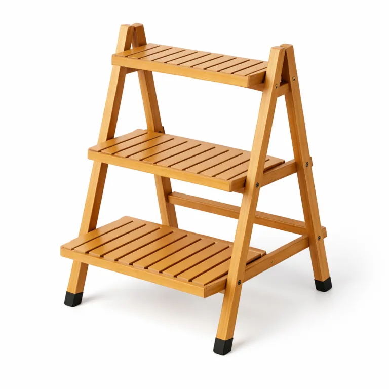 Modern bamboo plant display rack with a refined matte-oiled finish for a clean, muted look. Its three shelves are stabilized by subtle anti-slip feet for secure placement on any surface.