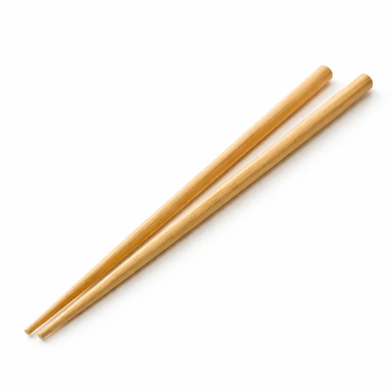 A product photo of a single bamboo round tip chopstick with a smooth, natural finish and visible bamboo grain, displayed on a white studio background for an e-commerce main image.