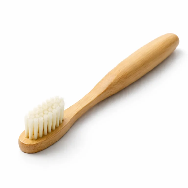 A Bamboo Sensitive Gum Toothbrush featuring a natural Moso bamboo handle with a smooth finish and ultra-soft bristles. Designed for gentle gum care, displayed on a clean white studio background for sharp commercial presentation.