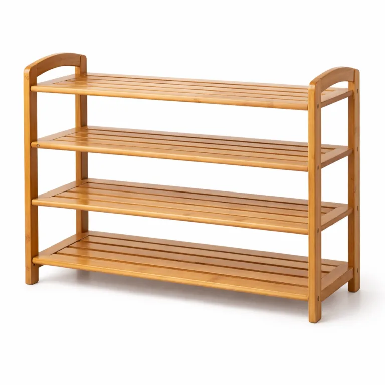 This variant features a timeless natural bamboo finish with all shelf and frame edges smoothly rounded for a soft, modern appearance. The open-shelf design and pure bamboo material make it both functional and visually appealing.