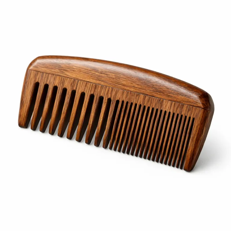 A premium beard comb made from carbonized bamboo, highlighting a beveled edge and a polished finish for extra smoothness. Ideal for those seeking both style and performance in their grooming tools.