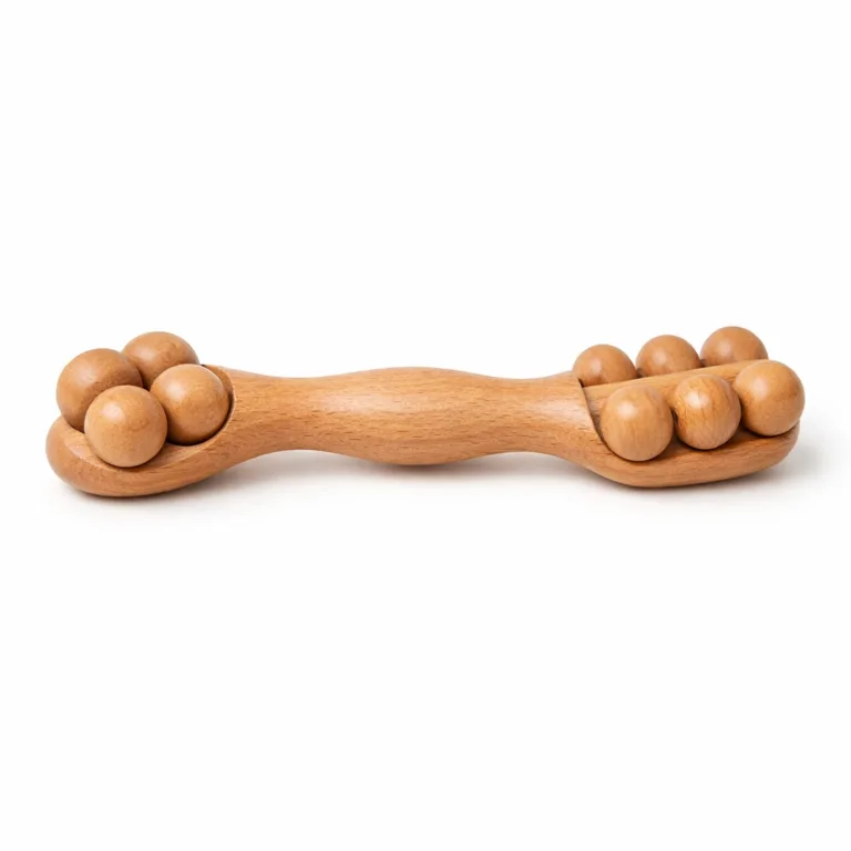 A premium wooden face massage tool crafted from natural beech wood, featuring a matte-oiled finish for a soft touch and sleek appearance. Contoured handle and double-ended design offer versatile use. Perfect for daily facial massage routines.