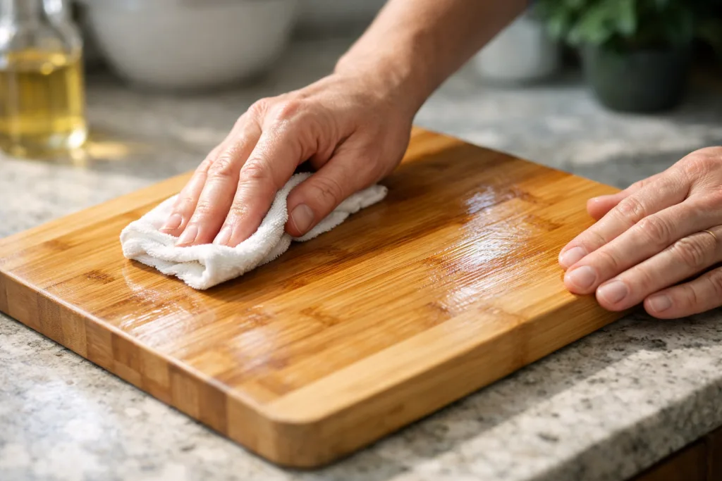 oiling bamboo cutting board 1 oiling bamboo cutting board 1