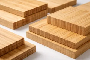 This image illustrates the difference between vertical and horizontal bamboo grain orientation, highlighting their unique appearances in bamboo wood products.