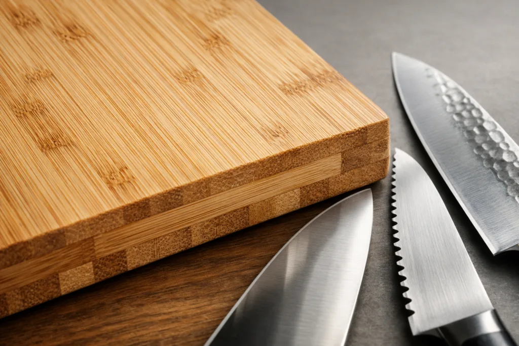 bamboo board knife edge detail bamboo board knife edge detail