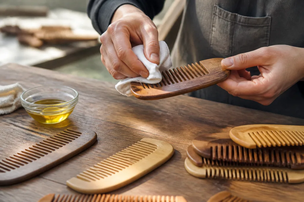 apply oil bamboo wood combs