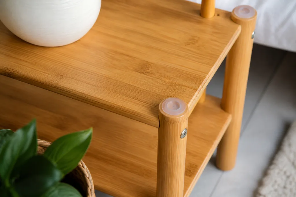 bamboo shelf assembled metal silicone parts