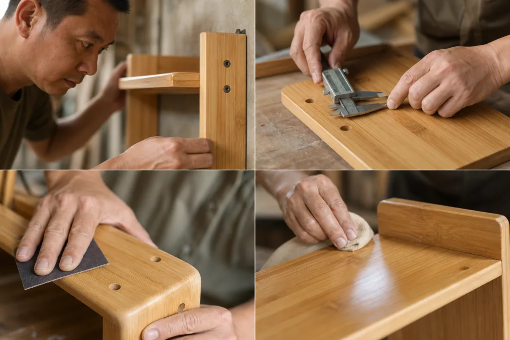 bamboo shelf assembly finish inspection bamboo shelf assembly finish inspection