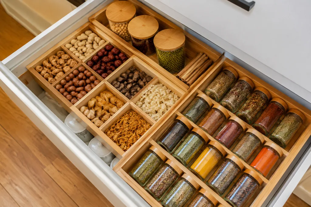 bamboo spice rack trays