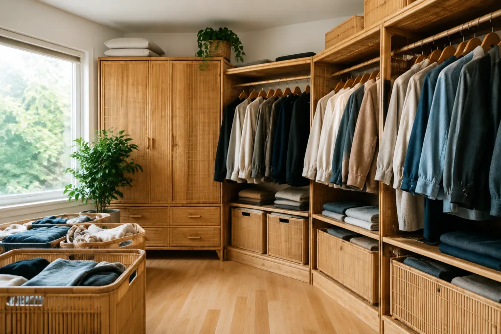 bamboo wardrobe bin seasonal storage
