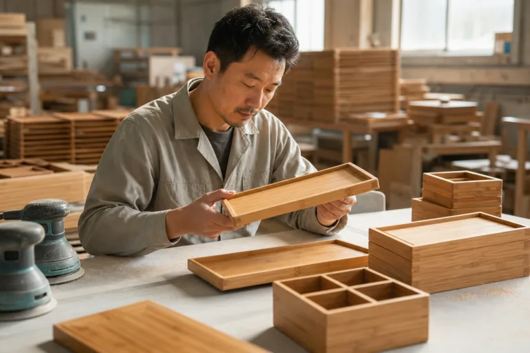 A realistic manufacturing scene focused on inspection, material quality, and clean workshop presentation.