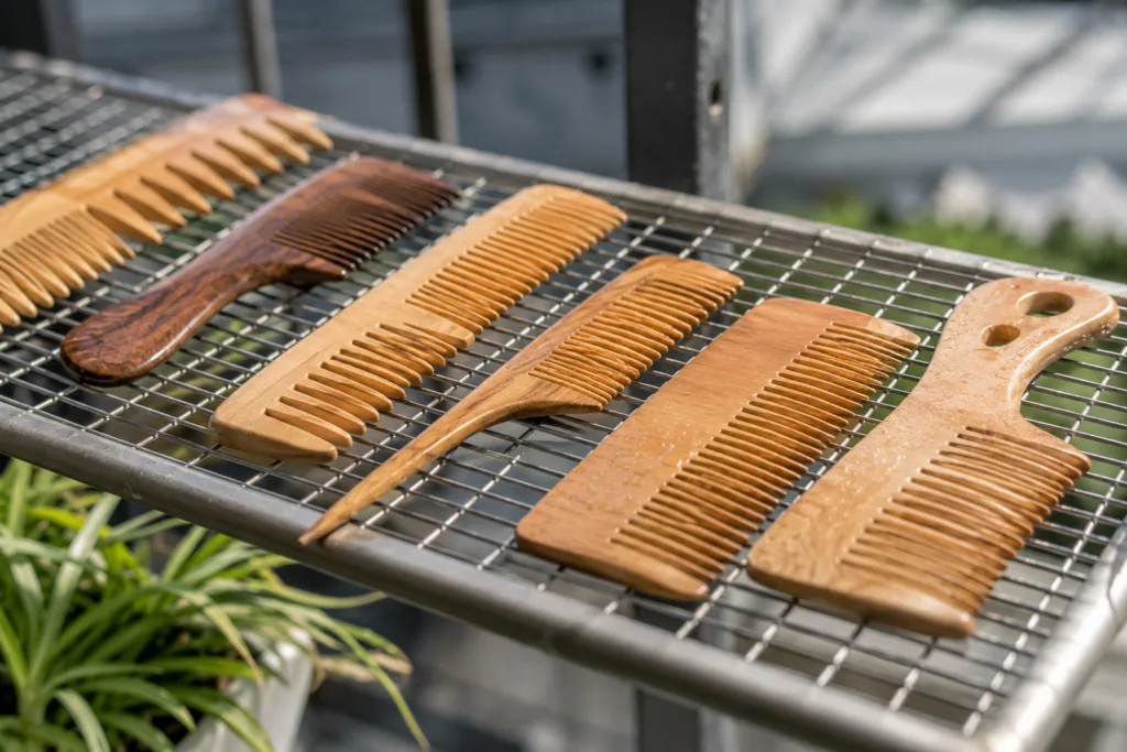 caring wooden bamboo combs