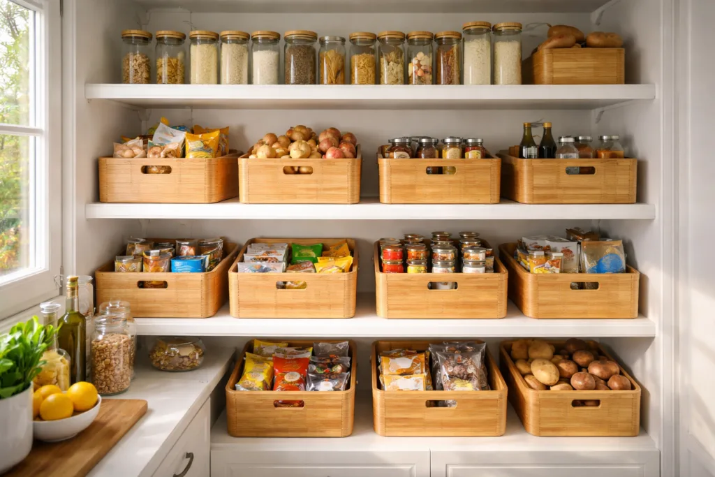 modern pantry bamboo bins