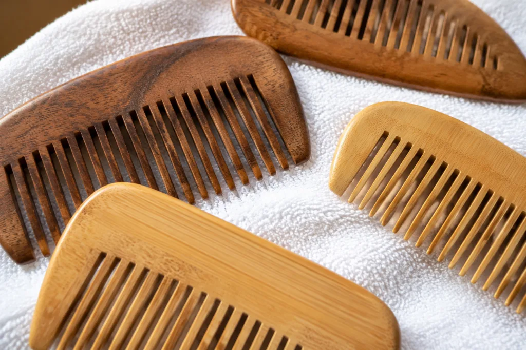 wooden bamboo combs wet hair