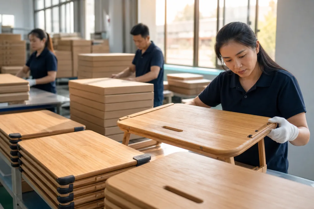 bamboo laptop table qc packaging