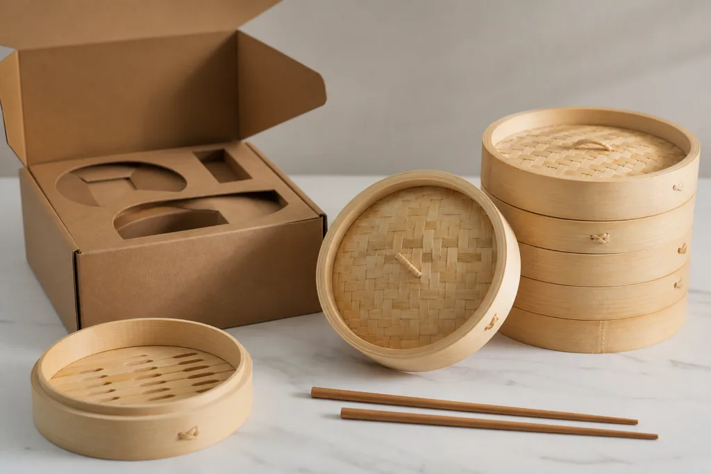 private label bamboo steamer packaging